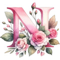 Self-Adhesive Pink Flower Letter Art Wall Decals childrensterritory