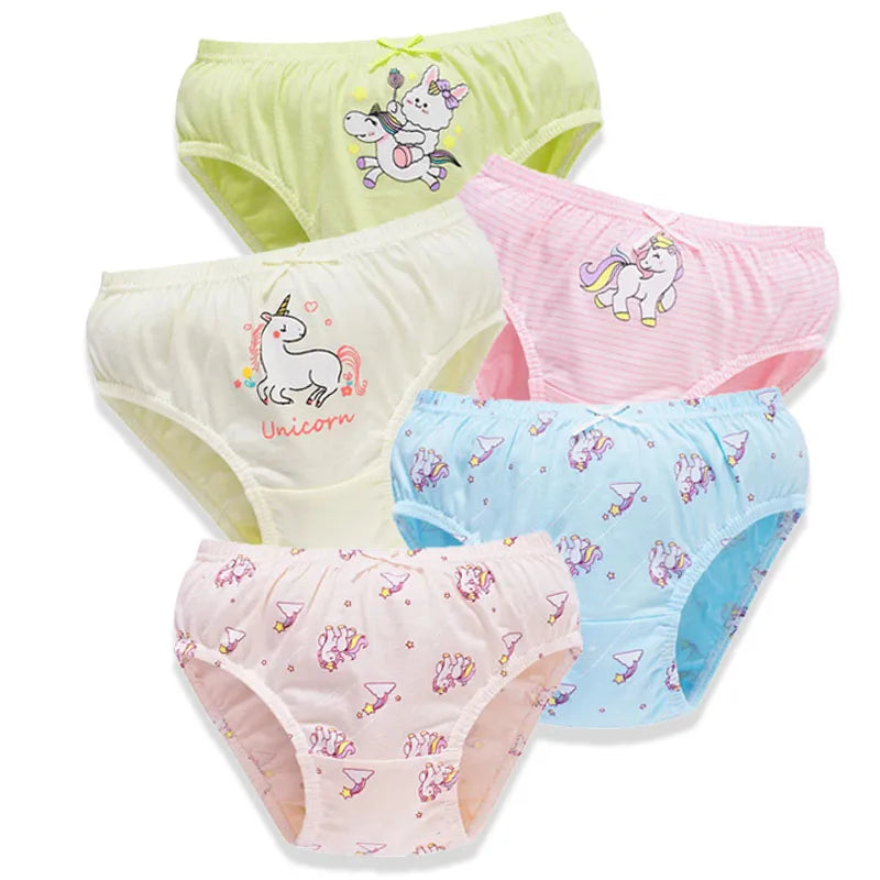 Cartoon Print 5Pcs/Set Girls Breathable Cotton Briefs
