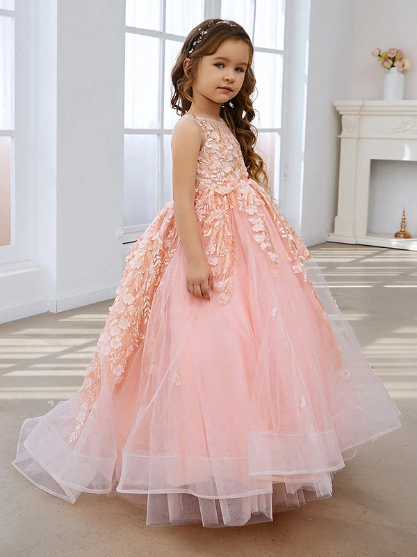 Girls' Sleeveless Long Princess Party Dresses