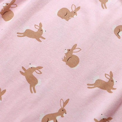 Girls Short Sleeves Rabbit Cartoon Print Summer Dresses childrensterritory
