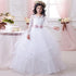 Kids Girls Lace Applique Wedding Party Gown with Long Sleeves childrensterritory