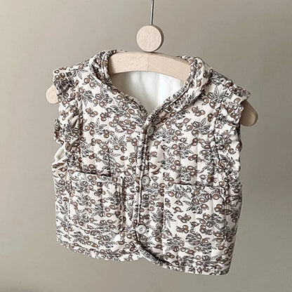 Kids Sleeveless Cotton-padded Printed Warm Coats childrensterritory