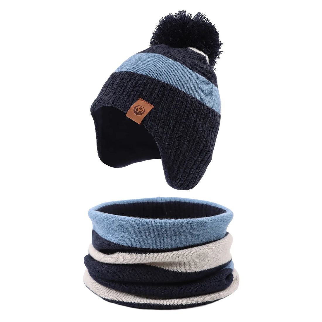 Baby/Kids Stripe Pompom Hat and Scarf 2Pcs Winter Set childrensterritory