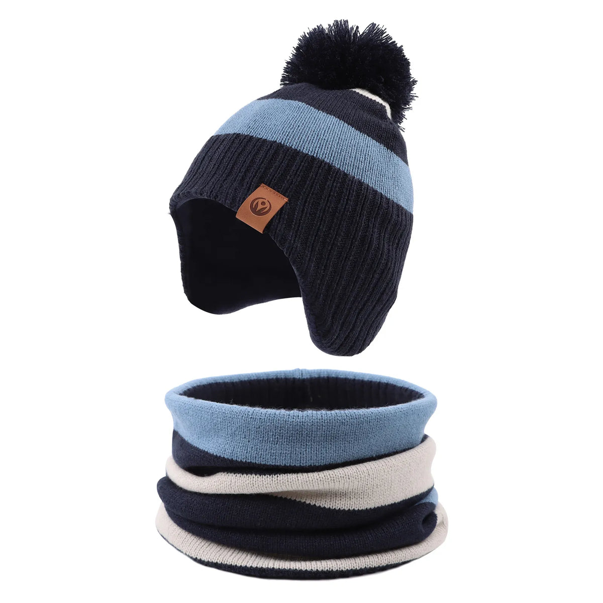 Baby/Kids Stripe Pompom Hat and Scarf 2Pcs Winter Set childrensterritory