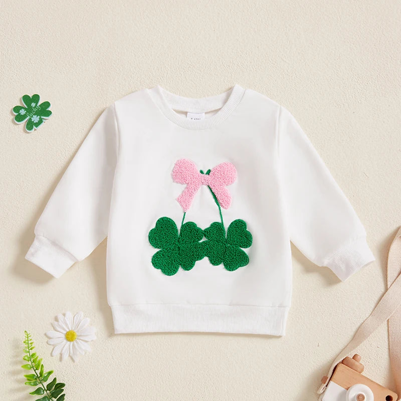 Casual Embroidered Irish Sweatshirt for Little Girls childrensterritory