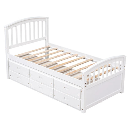 Twin-size Wooden Bed with 6 Drawers for Kids childrensterritory
