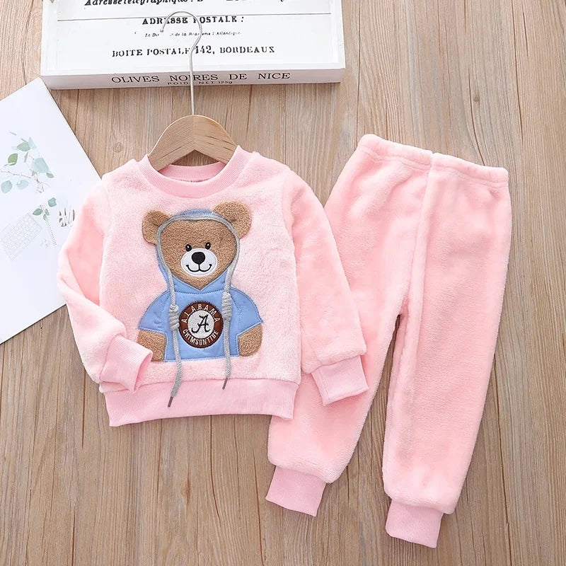 Kids Cartoon Design Warm Casual Clothing Set