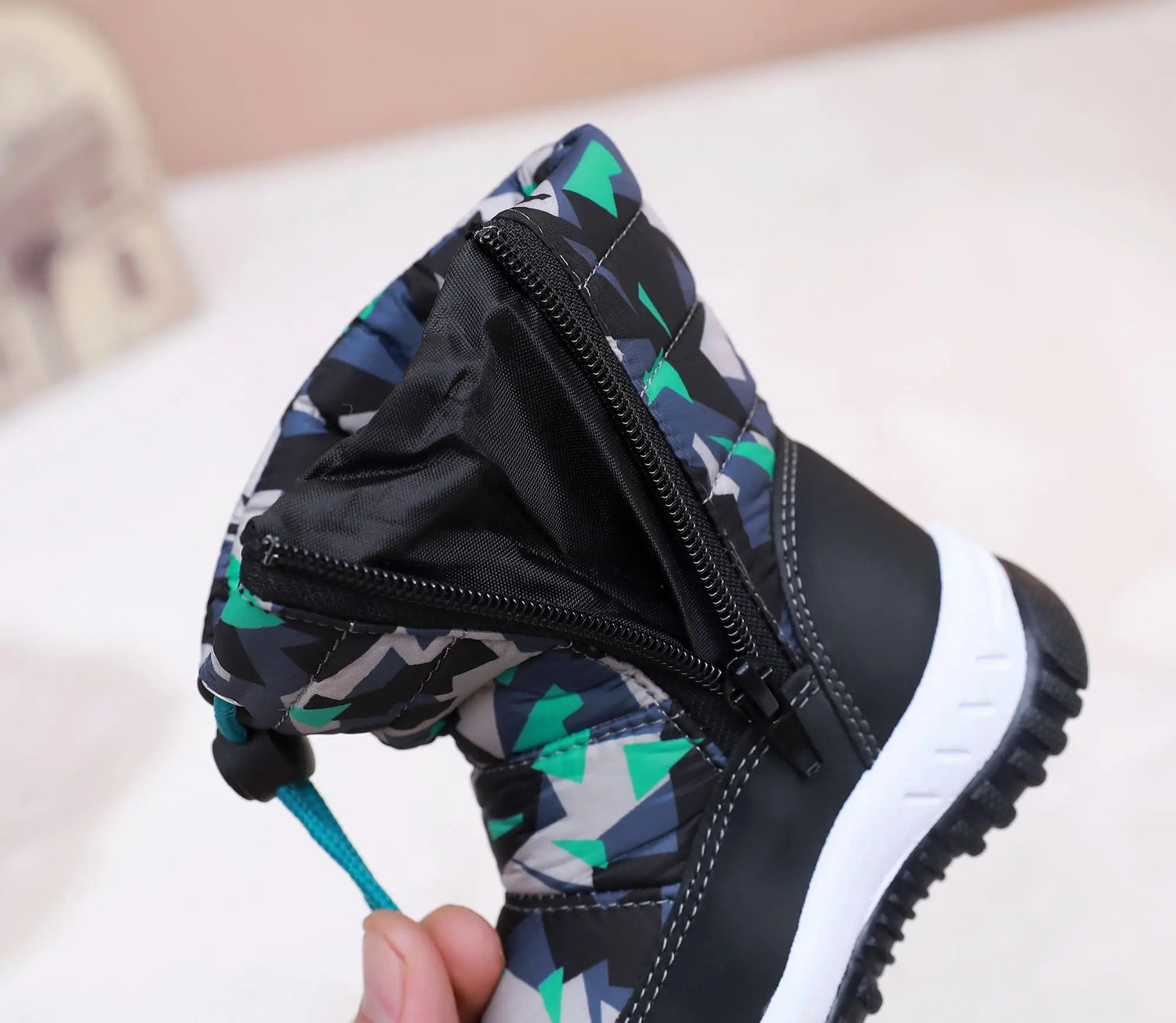 Kids Fashion Printed Warm Fur long Zipper Boots childrensterritory