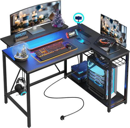 Corner Computer Desk with Reversible Storage Shelves childrensterritory