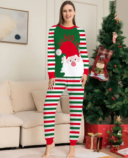 Santa Claus Striped Xmas Sleepwear For Whole Family