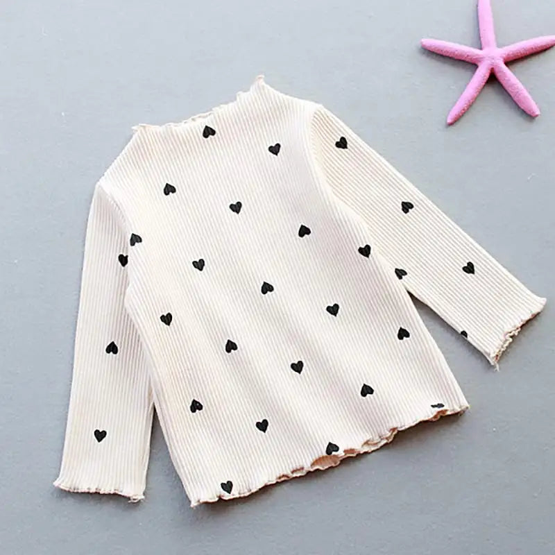 Kids Girls Lovely Heart Print Casual Tops for Autumn childrensterritory