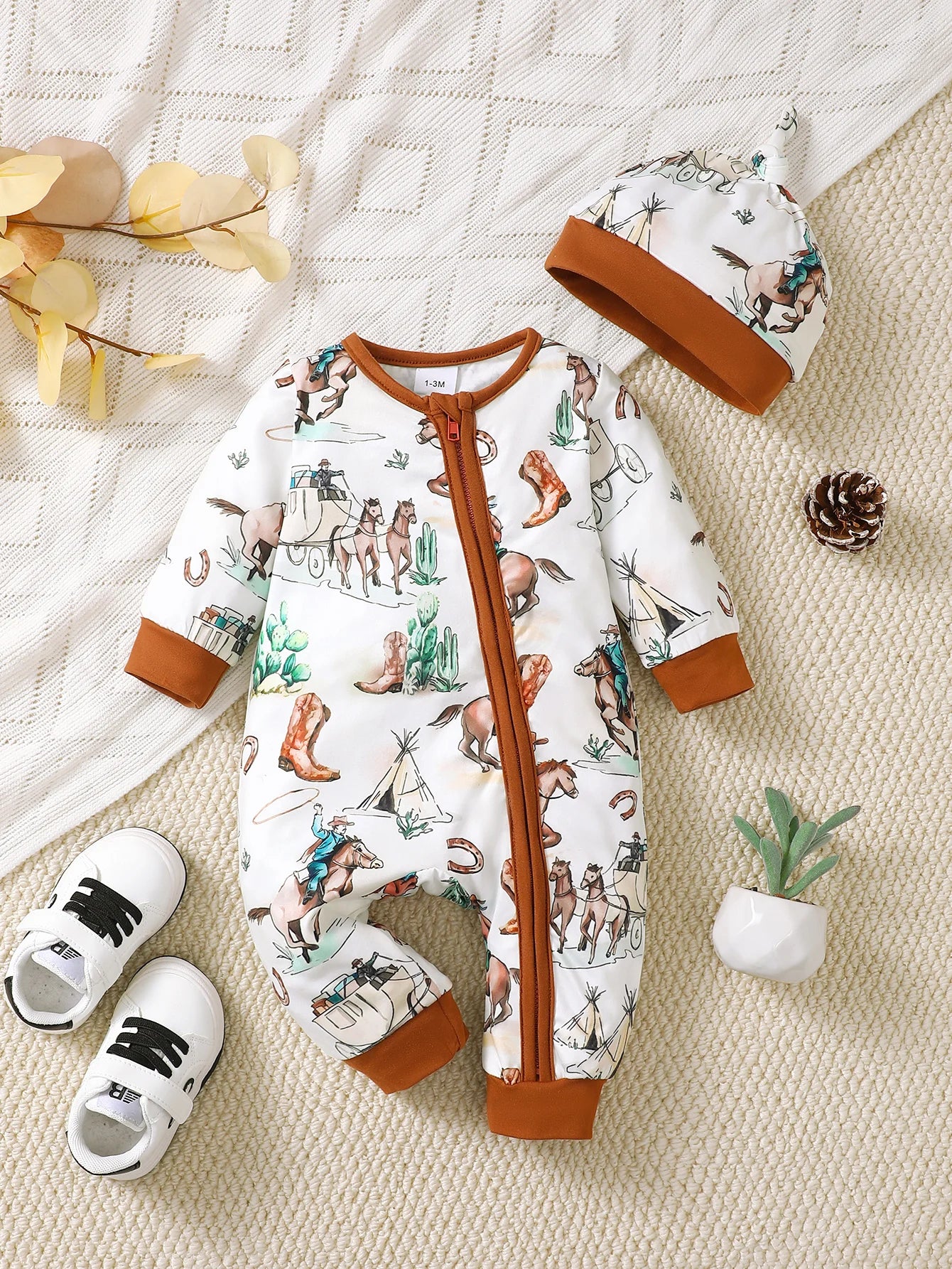 Baby Kids Cartoon Print Winter Bodysuit