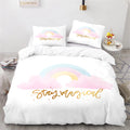 Rainbow Print Lovely Duvet Cover Pillowcase Kids Bedding Set