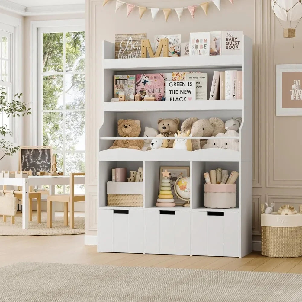 Large 55.3" Wooden Toy Storage Desk and Organizer
