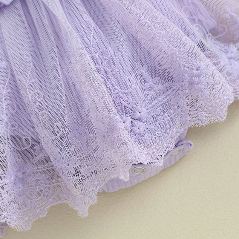 Newborn Girls Patchwork Ruffle Rompers Dress with Headband