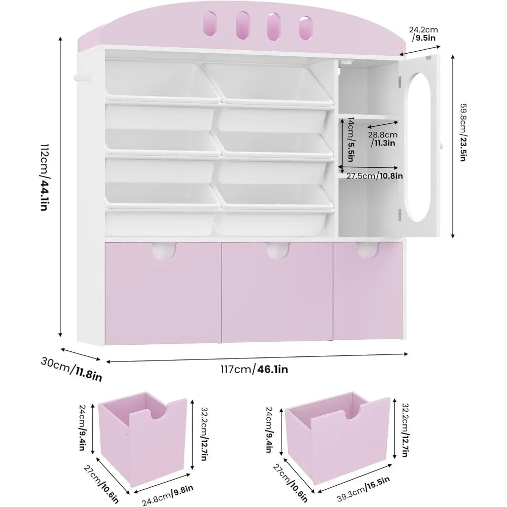 Big Toy Organizer with Six Toy Bins and Three Drawers