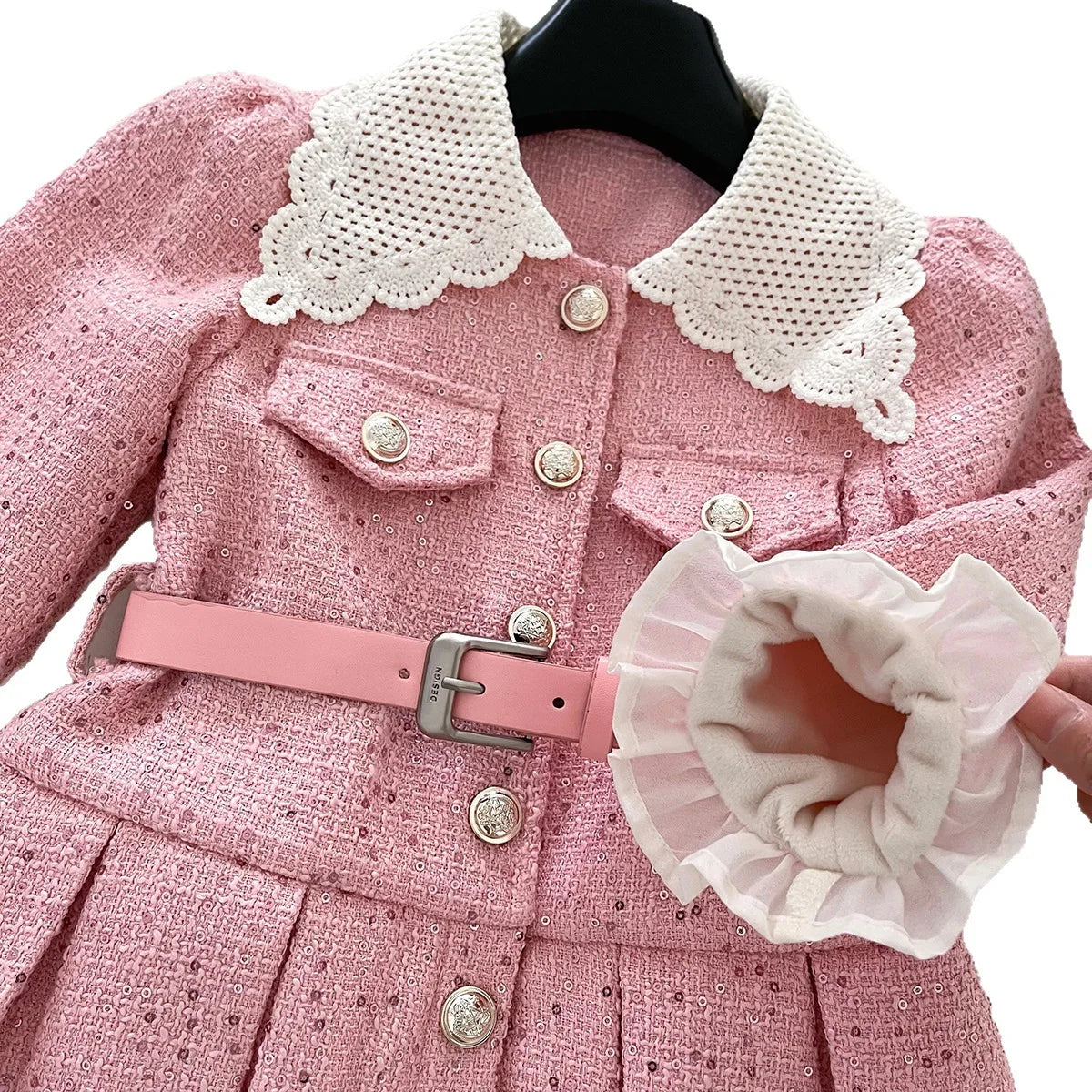 Girls' Long-Sleeved Collar Design Winter Dresses childrensterritory