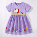 Short-Sleeves Rainbow Print Summer Dresses for Girls childrensterritory