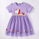 Short-Sleeves Rainbow Print Summer Dresses for Girls childrensterritory