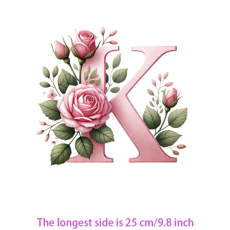 Flower Letter Ironing Transfers Decals For Clothing Diy Appliques