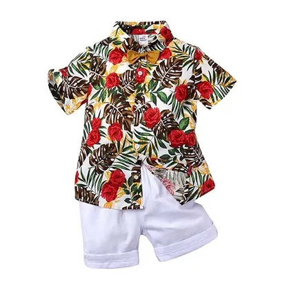 Toddler Boy Floral Bowtie Shirt + Shorts Gentleman Clothing Set