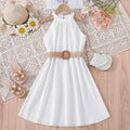 Kids Girls Off Shoulder Formal Summer Party Dresses With Belt