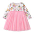 Little Girls Long Sleeves Floral and Rainbow Design Fall Dresses childrensterritory