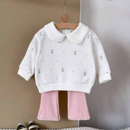 Flower Embroidered Baby Girls 2pcs Spring/Autumn Clothing Set childrensterritory