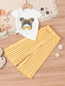 Little Girls Printed Top with Wide Leg Pants Two Piece Clothing Sets childrensterritory