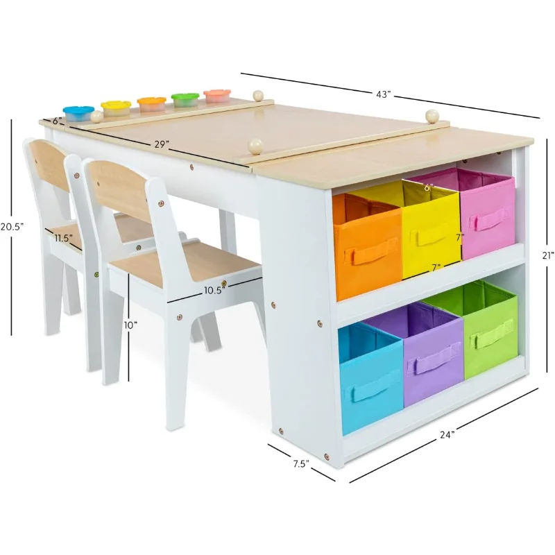 2-in-1 Kids Art Easel Table and Chair Set with Storage Bins childrensterritory