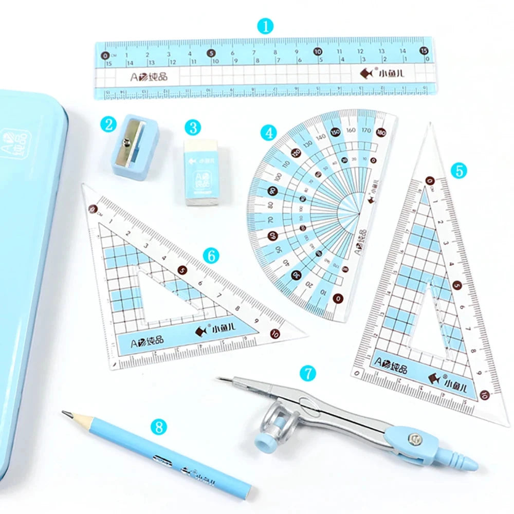 8Pcs Student Mathematical Drawing Stationery Set childrensterritory