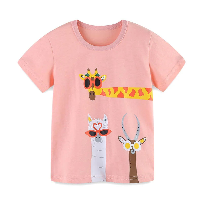 Toddler Girls Cute Cartoon Animals Design Cotton T-Shirts childrensterritory