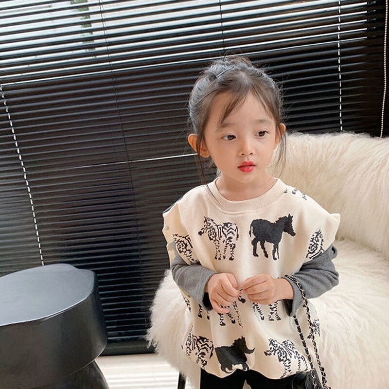 Kids Girls Autumn Clothing Set Fake Two-Piece Sweater + Leggings childrensterritory