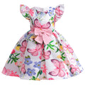 Girls' Sleeveless Flower Striped Design Party Dress childrensterritory