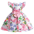 Girls' Sleeveless Flower Striped Design Party Dress childrensterritory