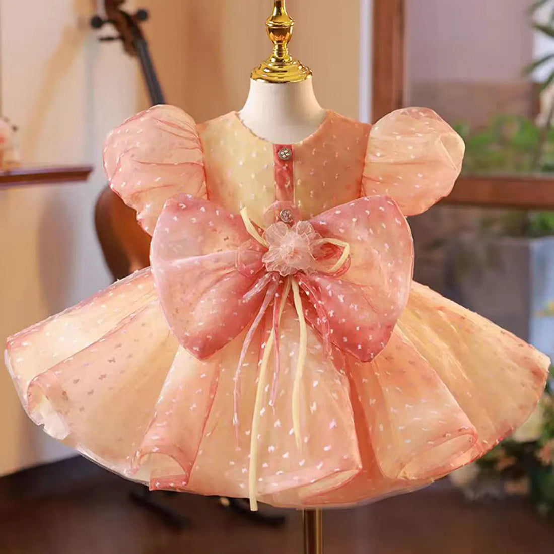 Elegant Bow Design Little Girls Princess Party Dress childrensterritory