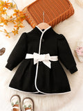 Girls’ Long-Sleeve Winter Dress with Belted Design childrensterritory