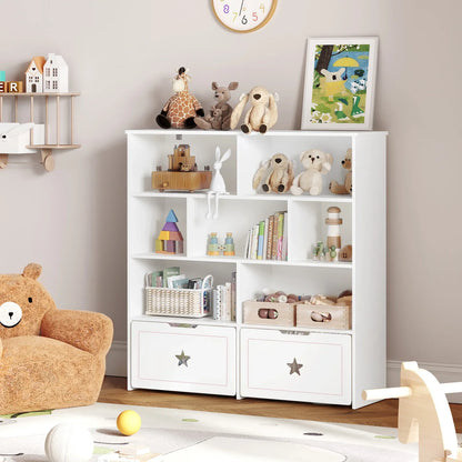 Kids Toy/Book Shelf with 7 Cubbies &amp; 2 Rolling Drawers