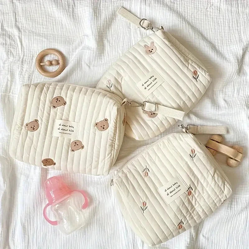 Cartoon Bear Embroidery Zipper Bags for Mommy