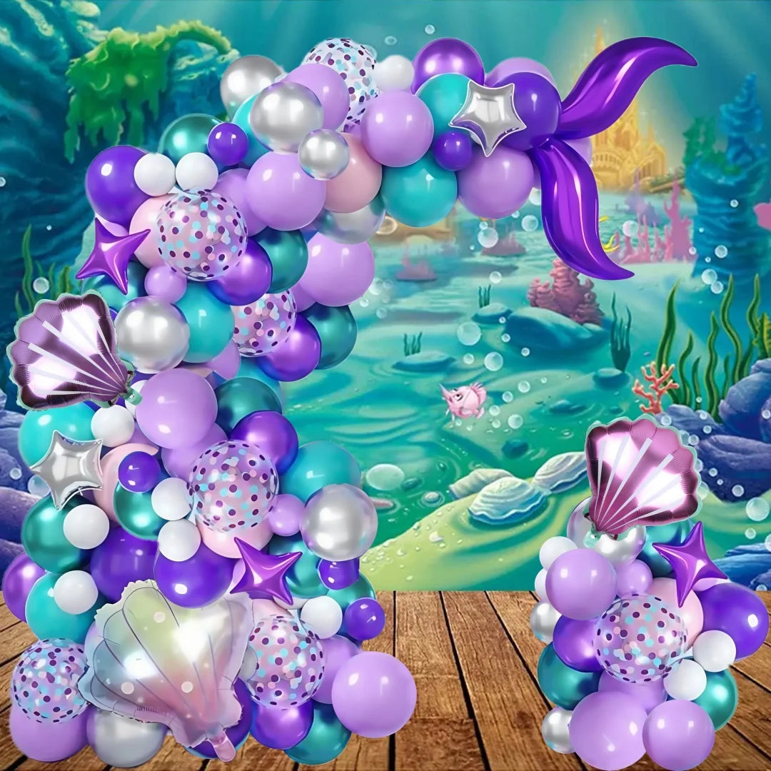 106Pcs Little Mermaid Theme Party Balloon Arch Decorations