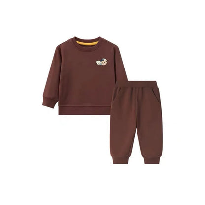 Kids Cartoon Print Long Sleeves Warm Clothing Set childrensterritory