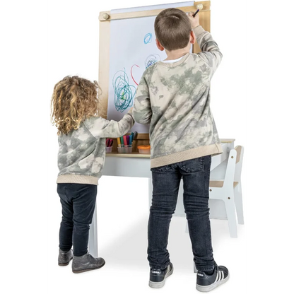 2-in-1 Kids Art Easel Table and Chair Set with Storage Bins childrensterritory