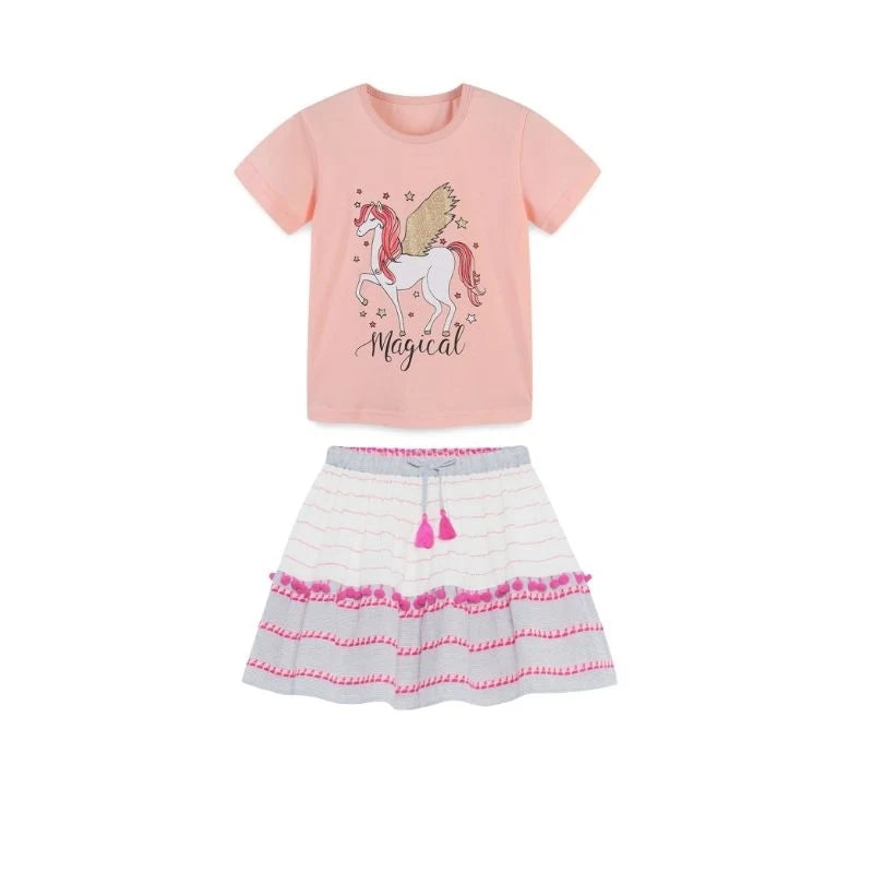 Little Girls Lovely Cartoon Design Summer Cotton Outfits childrensterritory