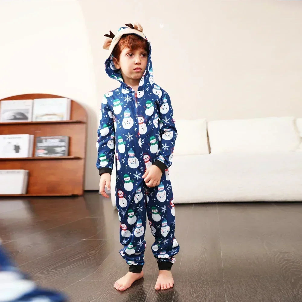 Warm Snowman Print Christmas Matching Pajamas for Family
