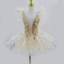 Kids Girls Professional Gold Sequin Ballet Tutu Dress
