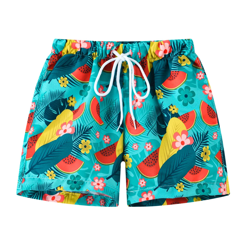 Cartoon Print Kids Boys Summer Swimming Trunks