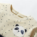 Girls Long-Sleeved Panda Cartoon Design Casual Dresses childrensterritory
