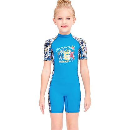 Kids Girls UV Protective Long Sleeve Sports Swimsuits childrensterritory