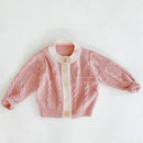 Solid Color Long Sleeve Infant Girls Knitted Cardigans childrensterritory
