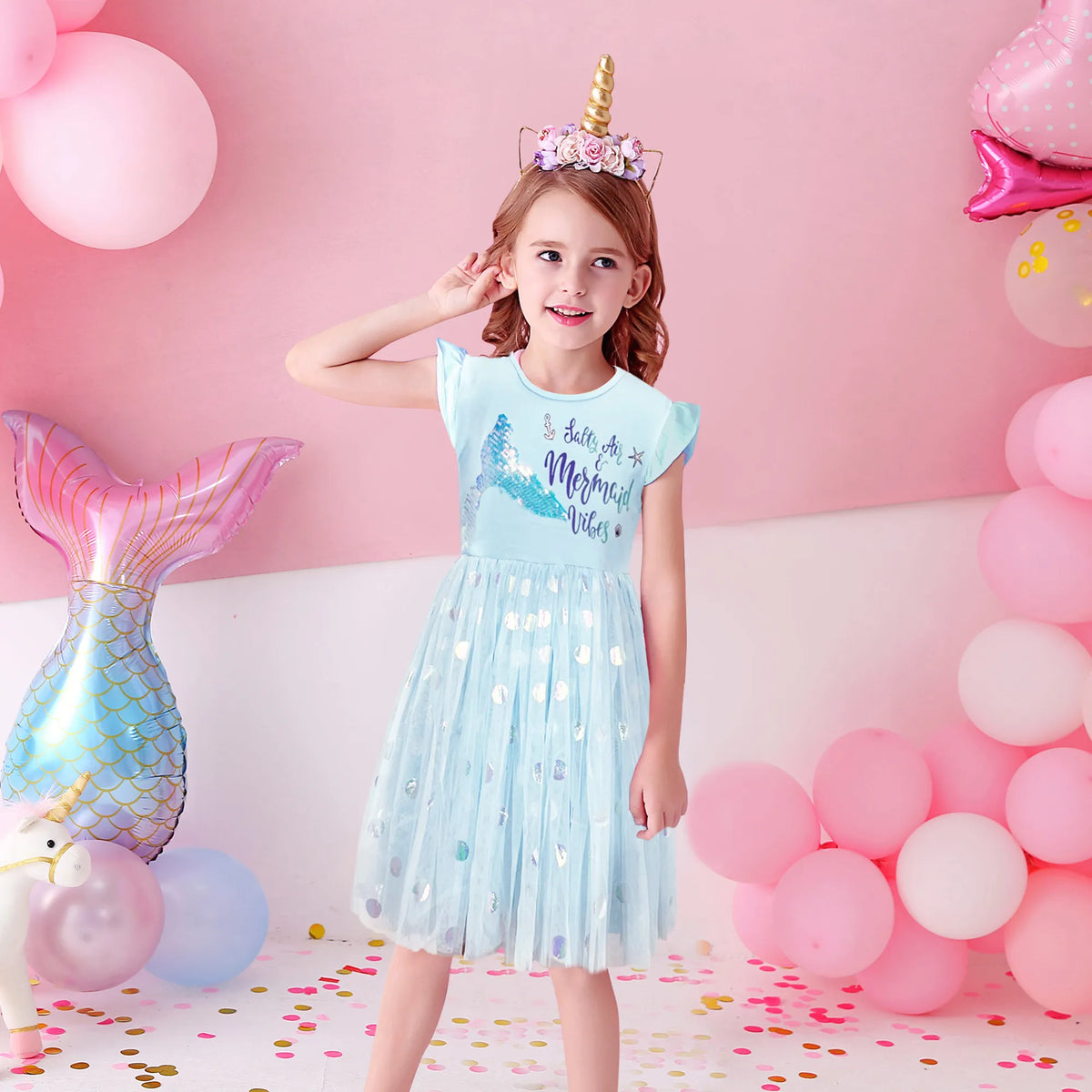 Kids Girl Mermaid Sequins Tutu Birthday Party Dresses childrensterritory